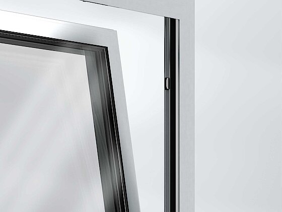 Magnetschalter mit Rückmeldefunktion Aluminium Fenster Schüco Dortmund: Detaillierte Aufnahme von dem Magnetschalter mit Rückmeldefunktion der Schüco-Alu Fenster